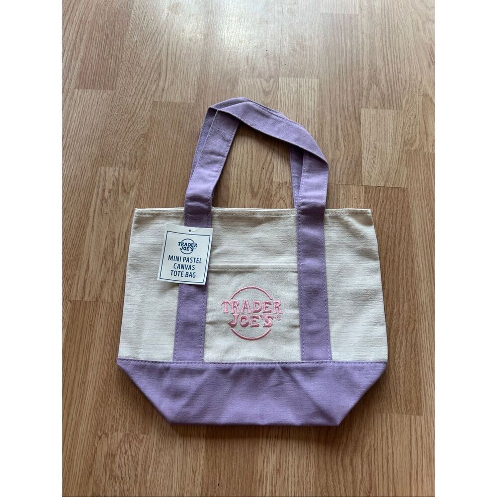 Trader Joe’s Pastel Purple Mini Canvas Tote Bag Limited Edition NWT